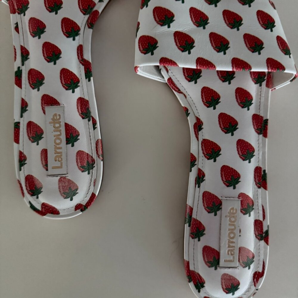 Larroude Ive White Strawberry Mule Sandals - Picture 5 of 6